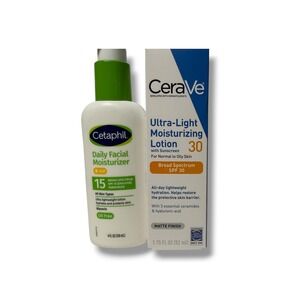 Cetaphil SPF 15 CeraVe Ultra-Light Sunscreen SPF 30 Moisturizer Bundle  Set